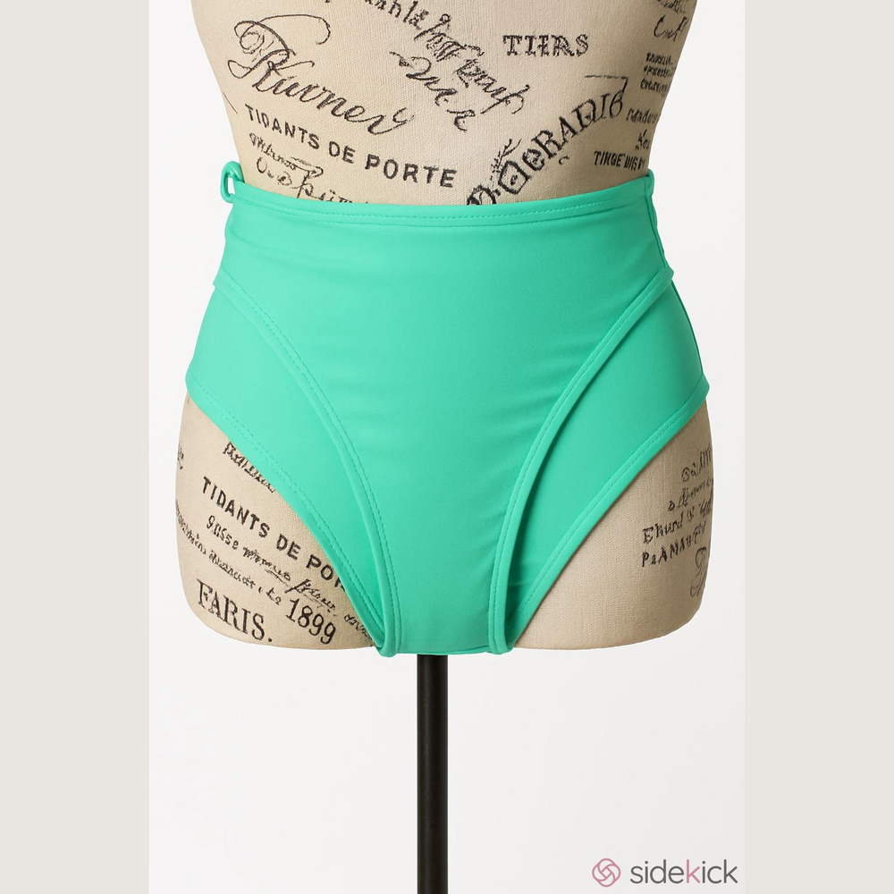Asos Swim Bikini High Cut Full Coverage Bottoms Green Aqua Turquoise Size 10